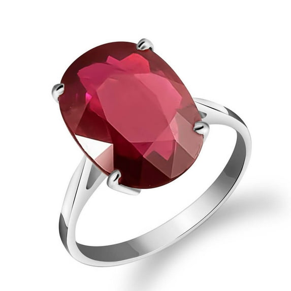 Galaxy Gold 14K Solid Gold 7.5 Carat Natural Ruby Oval Cut Ring for Women - White Gold Fine Jewelry