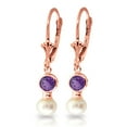 thumbnail image 1 of Galaxy Gold 14K Solid Gold Natural Amethyst Earrings for Women - Rose Gold Fine Jewelry, 1 of 2