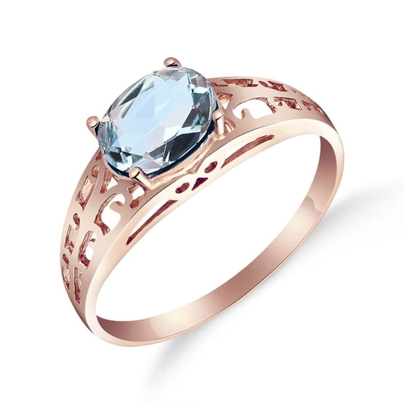 Galaxy Gold 14K Solid Gold Natural Aquamarine Filigree Ring for Women - Rose Gold Fine Jewelry