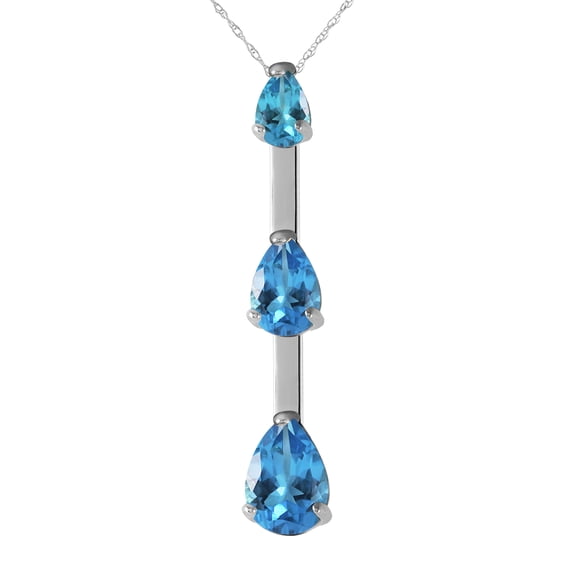 Galaxy Gold 14K Solid Gold Natural Blue Topaz Pear Drop Pendant Necklace for Women - Rose Gold Fine Jewelry