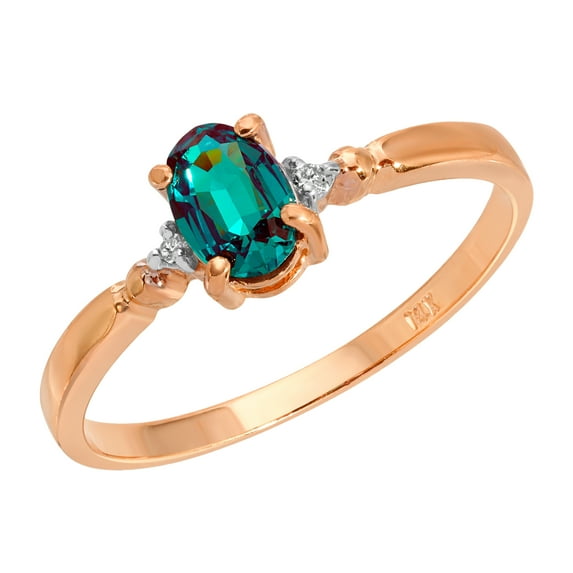 Galaxy Gold 14K Solid Gold Natural Diamond Oval Ring for Women - Rose Gold Fine Jewelry
