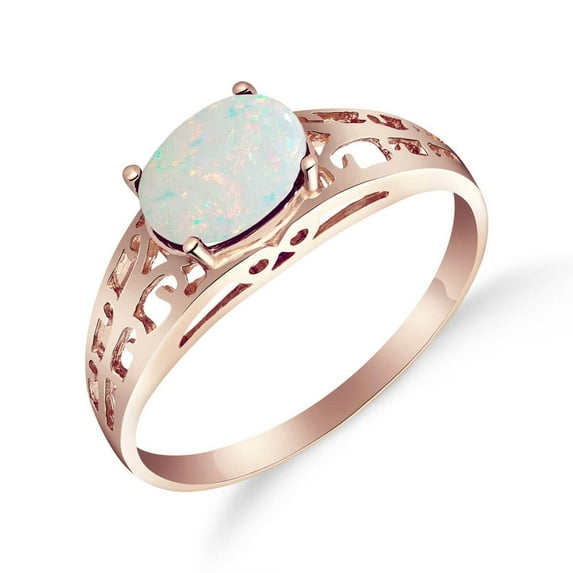 Galaxy Gold 14K Solid Gold Natural Opal Filigree Ring for Women - Rose Gold Fine Jewelry