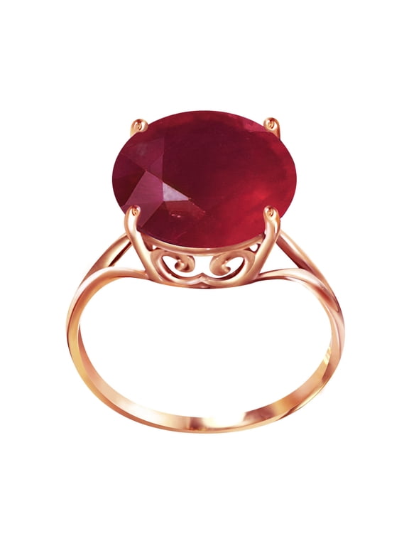 14K Solid Gold Natural Ruby Ring for Women - Rose Gold Fine Jewelry