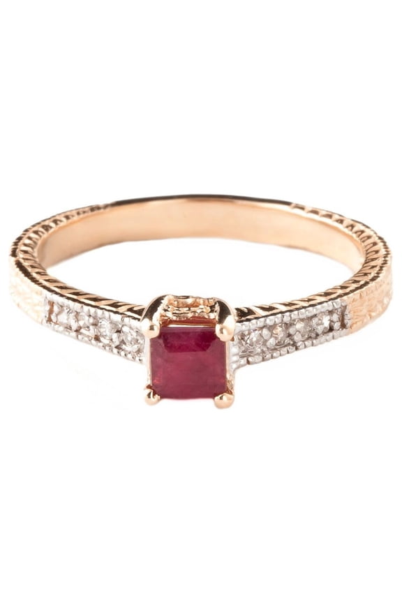 14K Solid Rose Gold 0.65 Carat Natural Diamond & Diamond Ring - April Birthstone - Symbol of Eternal Love - Made in USA - Fine Jewelry for Women