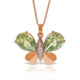 thumbnail image 1 of Galaxy Gold 14K Solid Rose Gold 14" Butterfly Necklace with 6.6 CT Natural Diamonds and Green Amethysts, 14"-24" Sizes, Symbol of Renewal, 1 of 7