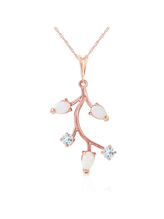 14K Solid Rose Gold 14" Necklace with 0.60 Carat 0.60 Carat Natural Aquamarine, 14"-24" Sizes, March Birthstone, Symbol of Serenity