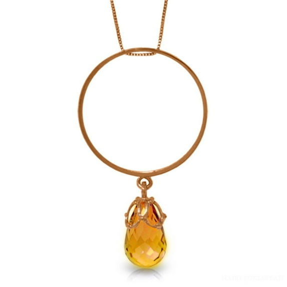 Galaxy Gold 14K Solid Rose Gold 14" Necklace with 3 Carat 3 Carat Natural Citrine, 14"-24" Sizes, November Birthstone, Symbol of Warmth
