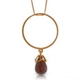 thumbnail image 1 of Galaxy Gold 14K Solid Rose Gold 14" Necklace with 3 Carat 3 Carat Natural Garnet, 14"-24" Sizes, January Birthstone, Symbol of Passion, 1 of 2