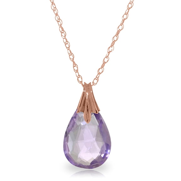 Galaxy Gold 14K Solid Rose Gold 14" Station Necklace with 3 Carat 3 Carat Natural Briolette Amethysts, 14"-24" Sizes, February Birthstone, Symbol of Serenity