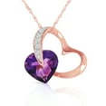 thumbnail image 1 of Galaxy Gold 14K Solid Rose Gold 16" Heart Necklace with Natural Diamonds and Amethyst, 14"-24" Sizes, February Birthstone, Symbol of Serenity, 1 of 3