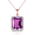 thumbnail image 1 of Galaxy Gold 14K Solid Rose Gold 16" Necklace with Natural Diamonds and Octagon-Shaped Amethyst, 14"-24" Sizes, February Birthstone, Symbol of Serenity, 1 of 2