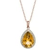 thumbnail image 1 of Galaxy Gold 14K Solid Rose Gold 16" Necklace with Natural Diamonds and a Pear-Shaped Citrine, 14"-24" Sizes, November Birthstone, Symbol of Warmth, 1 of 5