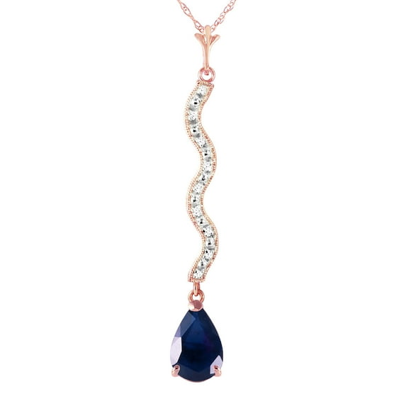 Galaxy Gold 14K Solid Gold 1.79 Carat Natural Diamond Pear Drop Necklace for Women - Rose Gold Fine Jewelry