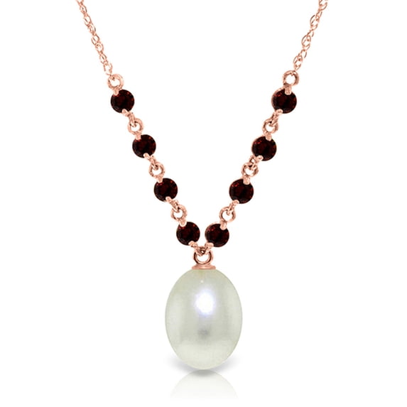 Galaxy Gold 14K Solid Gold 5 Carat Natural Garnet Pendant Necklace for Women - Rose Gold Fine Jewelry