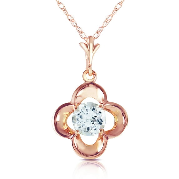 Galaxy Gold 14K Solid Gold Natural Aquamarine Necklace for Women - Rose Gold Fine Jewelry