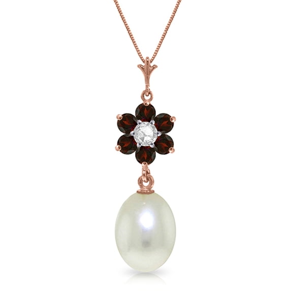 Galaxy Gold 14K Rose Gold Natural Diamonds and Garnet Pendant Necklace - January Birthstone - Passion & Protection - 16" to 24" - Fine Jewelry for Women