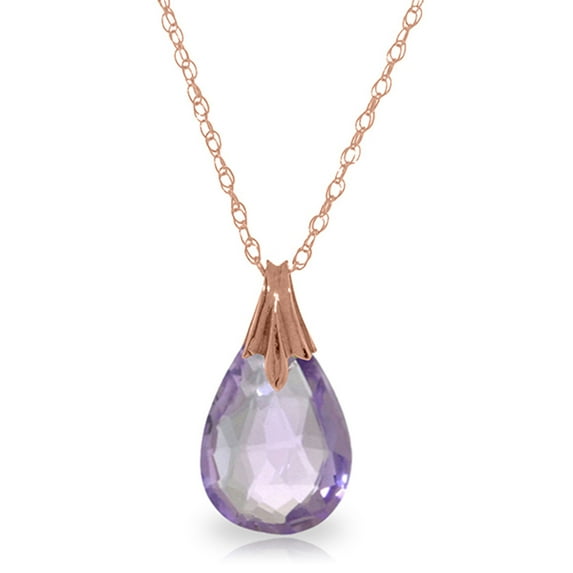 Galaxy Gold 14K Solid Rose Gold 18" Station Necklace with 3 Carat 3 Carat Natural Briolette Amethysts, 14"-24" Sizes, February Birthstone, Symbol of Serenity