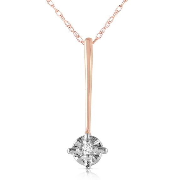 Galaxy Gold 14K Solid Gold 0.03 Carat Natural Diamond Necklace for Women - Rose Gold Fine Jewelry