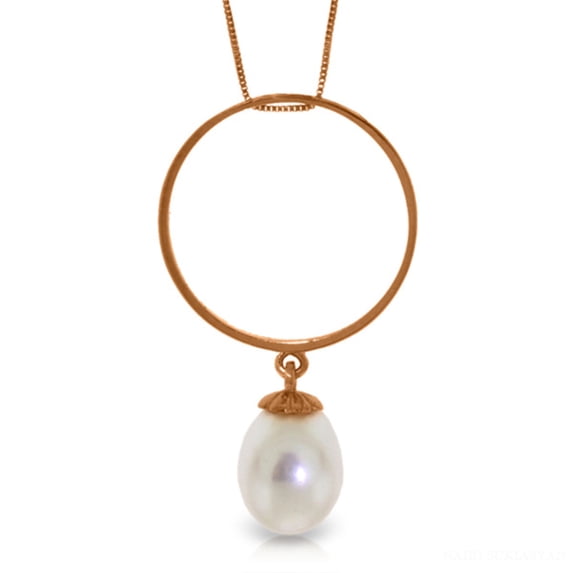 Galaxy Gold 14K Solid Rose Gold 20" Necklace with Freshwater-Cultured Pearl, 14"-24" Sizes, June Birthstone, Symbol of Elegance