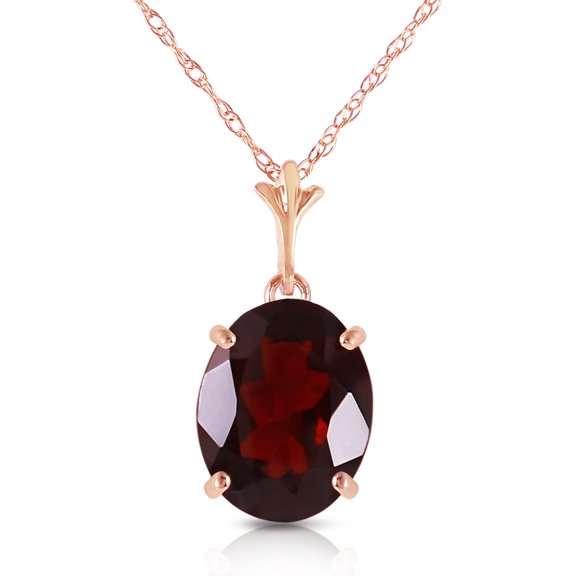 Galaxy Gold 14K Solid Rose Gold 20" Necklace with Natural Garnet, 14"-24" Sizes, January Birthstone, Symbol of Passion