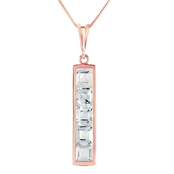 Galaxy Gold 14K Rose Gold 2.25 Carat Aquamarine Pendant Necklace - March Birthstone - Courage & Clarity - 16" to 24" - Fine Jewelry for Women