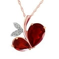 thumbnail image 1 of Galaxy Gold 14K Solid Rose Gold 24" Modern Heart Necklace with 5.36 CT Natural Diamonds and Rubies, 14"-24" Sizes, July Birthstone, Symbol of Passion, 1 of 3