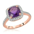 thumbnail image 1 of Galaxy Gold 14K Solid Rose Gold Cushion Cut 2.15 CTW Ring with Natural Diamonds and Natural Purple Amethyst (9.0), 1 of 2