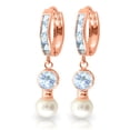 thumbnail image 1 of Galaxy Gold GG 14K Rose Gold 4.30 Carat Natural Aquamarine Huggie Earrings - March Birthstone - Courage & Clarity - Fine Jewelry for Women, 1 of 1