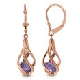 thumbnail image 1 of Galaxy Gold 14K Solid Rose Gold Leverback Earrings Natural Purple Amethysts GRADE AAA High Polished, 1 of 4