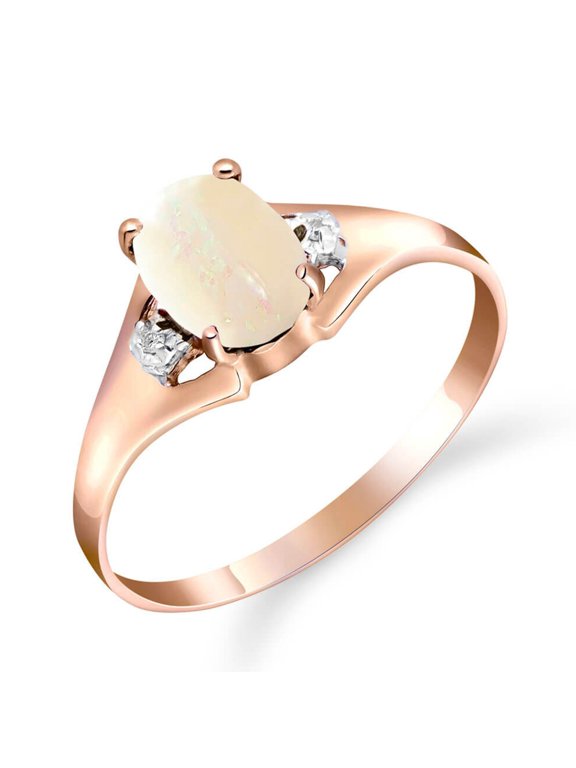 14K Solid Rose Gold Natural Diamond & Diamond Ring - April Birthstone - Symbol of Eternal Love - Made in USA - Fine Jewelry for Women