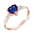 thumbnail image 1 of Galaxy Gold 14K Solid Rose Gold Ring with 1.03 Carat Natural Diamonds and Heart-Shaped Sapphire, Size 10.5, 5.5-11 Sizes, September Birthstone, Symbol of Wisdom, 1 of 2