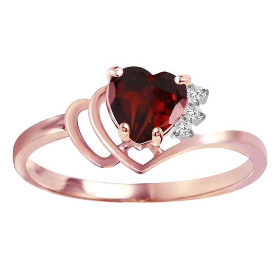 Galaxy Gold 14K Rose Gold 0.97 CTW Natural Diamonds and Garnet Ring - January Birthstone - Energy & Devotion - Sizes 5.5 to 11 - Fine Jewelry for Women