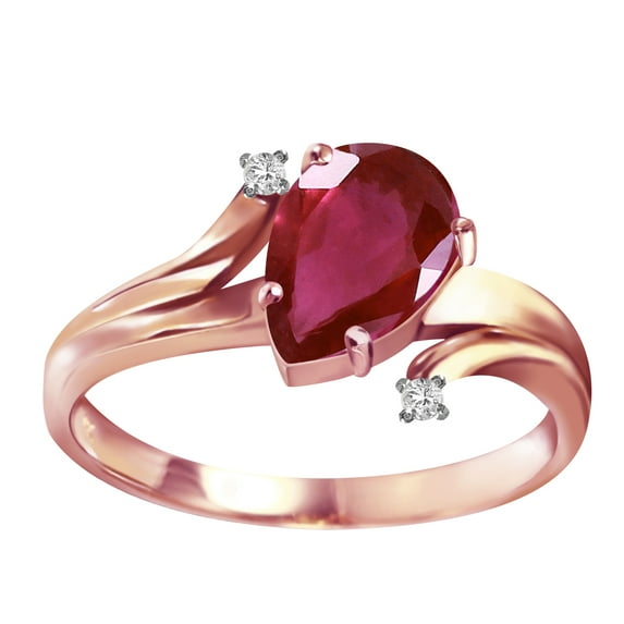 Galaxy Gold 14K Rose Gold 1.51 CT Natural Pear-Shaped Ruby and Diamonds Ring - July Birthstone - Passion & Protection - Sizes 5.5 to 11 - Fine Jewelry for Women