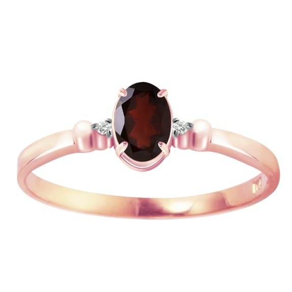 Galaxy Gold GG 14K Rose Gold Natural Diamonds and Oval-Shaped Garnet Ring - January Birthstone - Energy & Devotion - Sizes 5.5 to 11 - Fine Jewelry for Women