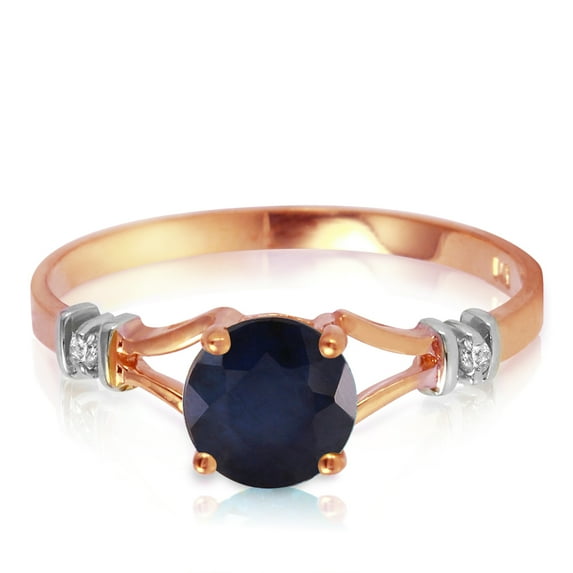 Galaxy Gold 14K Rose Gold Natural Diamonds and Sapphire Ring - September Birthstone - Truth & Nobility - Sizes 5.5 to 11 - Fine Jewelry for Women