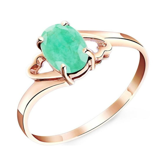 Galaxy Gold GG 14K Rose Gold Natural Emerald Ring - May Birthstone - Abundance & Joy - Sizes 5.5 to 11 - Fine Jewelry for Women