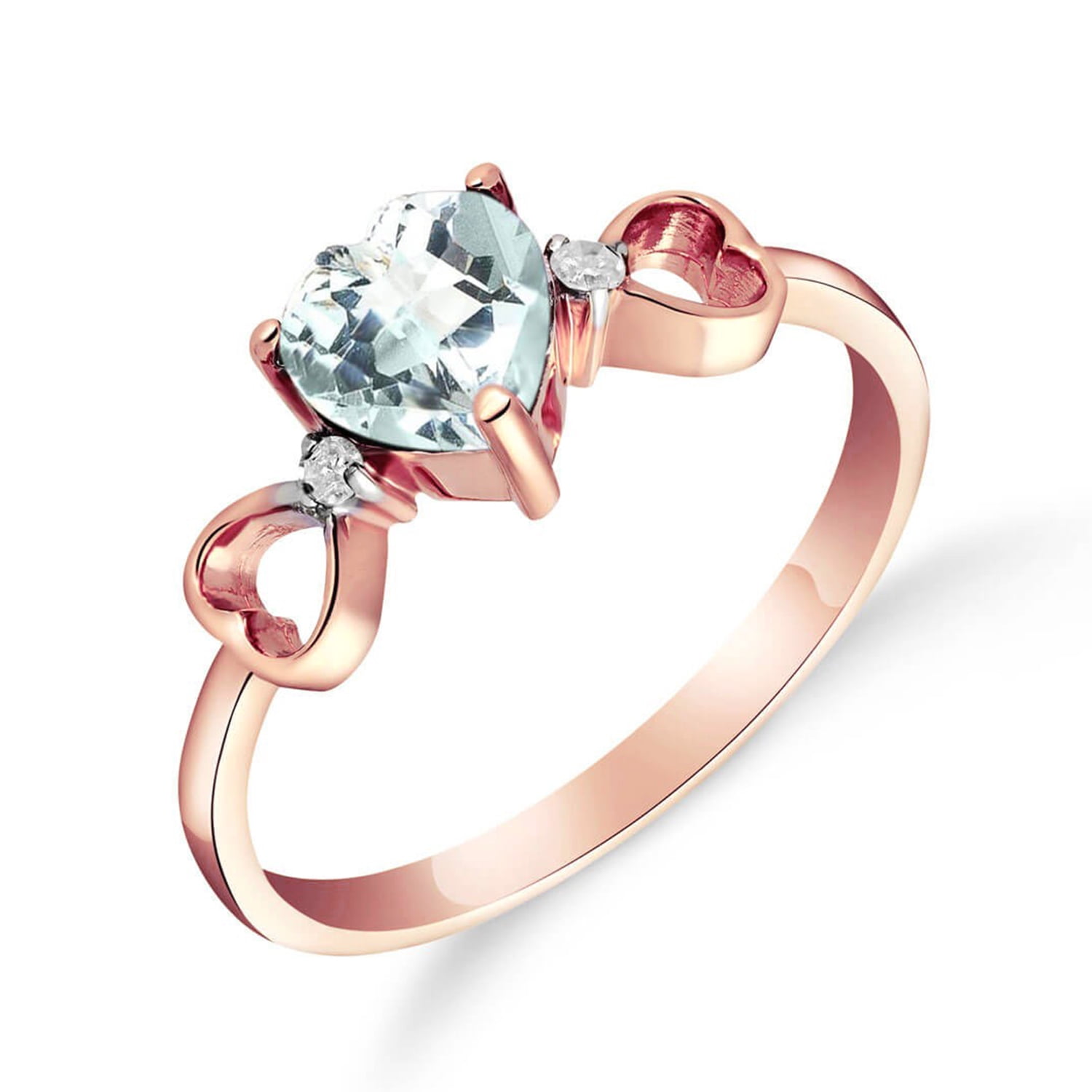 Galaxy Gold 14K Solid Gold Natural Diamond & Aquamarine Heart-Shaped ...