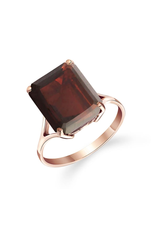 14K Solid Rose Gold Ring with Natural Octagon-Shaped Garnet, Size 10, 5.5-11 Sizes, January Birthstone, Symbol of Devotion