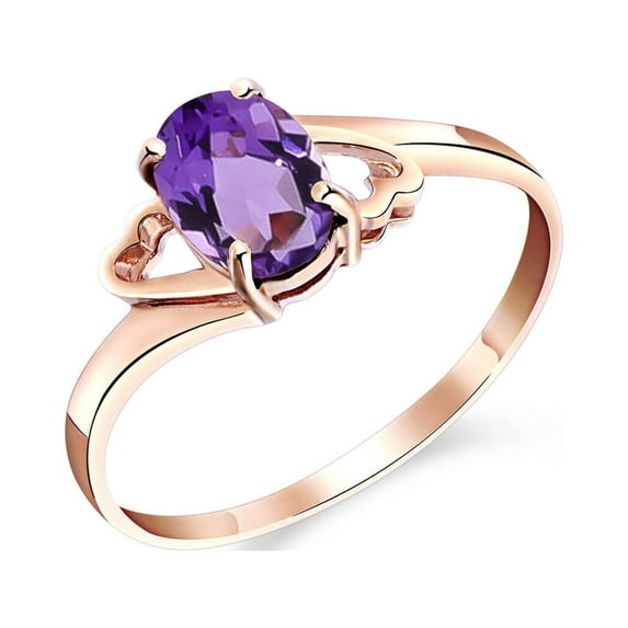 Galaxy Gold GG 14K Rose Gold Natural Oval-Shaped Amethyst Ring - February Birthstone - Peace & Wisdom - Sizes 5.5 to 11 - Fine Jewelry for Women