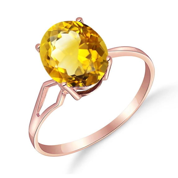 Galaxy Gold 14K Solid Gold Natural Citrine Oval Cut Ring for Women - Rose Gold Fine Jewelry
