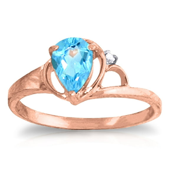 Galaxy Gold 14K Rose Gold Pear-Shaped Blue Topaz and Diamond Ring - December Birthstone - Courage & Clarity - Sizes 5.5 to 11 - Fine Jewelry for Women
