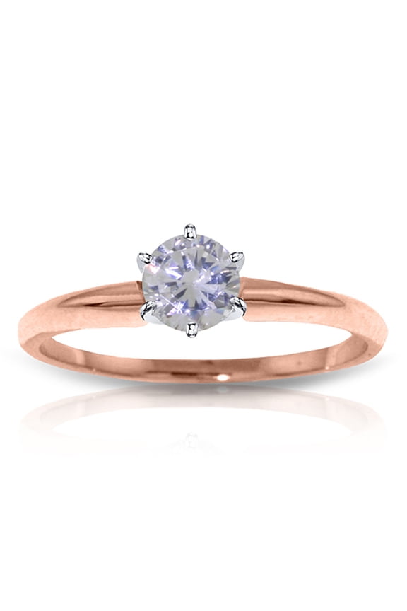 14K Solid Rose Gold Solitaire Ring with 0.30 CT Natural Diamond, Size 10, 5.5-11 Sizes, April Birthstone, Symbol of Brilliance
