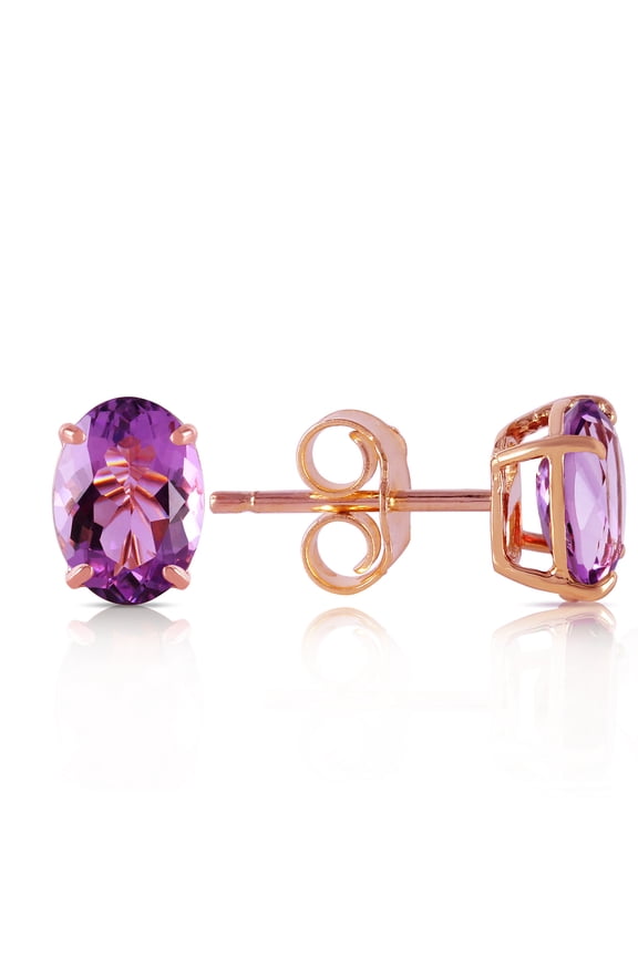 GG 14K Rose Gold 1.8 Carat Natural Amethyst Stud Earrings - February Birthstone - Peace & Wisdom - Fine Jewelry for Women