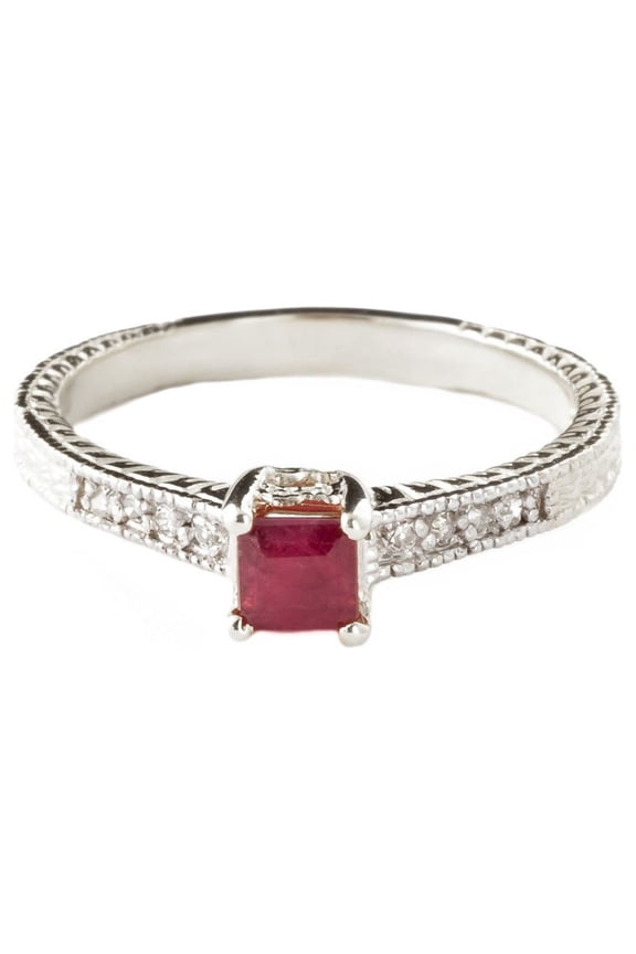 14K Solid White Gold 0.65 Carat Natural Diamond & Diamond Ring - April Birthstone - Symbol of Eternal Love - Made in USA - Fine Jewelry for Women