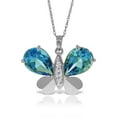 thumbnail image 1 of Galaxy Gold 14K Solid White Gold 14" Butterfly Necklace with 9.1 CT Natural Diamonds and Blue Topaz, 14"-24" Sizes, December Birthstone, Symbol of Calm, 1 of 3