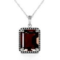 thumbnail image 1 of Galaxy Gold 14K Solid White Gold 14" Necklace with Natural Black Diamonds and Garnet, 14"-24" Sizes, January Birthstone, Symbol of Passion, 1 of 1