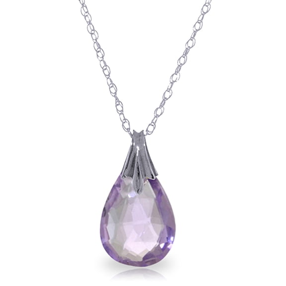 Galaxy Gold 14K Solid White Gold 14" Station Necklace with 3 Carat 3 Carat Natural Briolette Amethysts, 14"-24" Sizes, February Birthstone, Symbol of Serenity