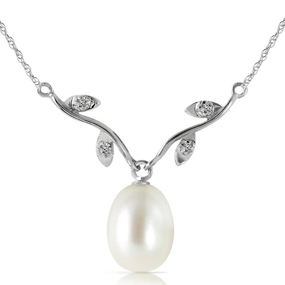 Galaxy Gold 14K White Gold 4.02 Carat Natural Diamonds and Pearl Pendant Necklace - June Birthstone - Balance & Intuition - 16" to 24" - Fine Jewelry for Women