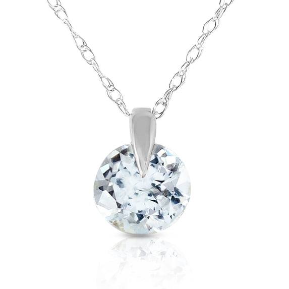 Galaxy Gold 14K Solid White Gold 16" Necklace with Natural Aquamarine, 14"-24" Sizes, March Birthstone, Symbol of Serenity