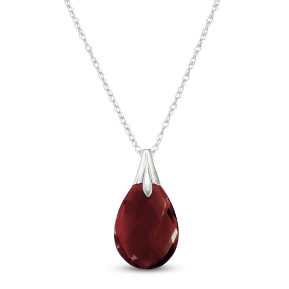 Galaxy Gold 14K Solid White Gold 16" Station Necklace with Natural Briolette Garnets, 14"-24" Sizes, January Birthstone, Symbol of Passion